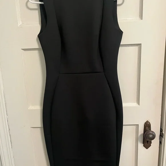 Calvin Klein Black Sheath Dress Crew Neck Midi - Picture 2 of 6